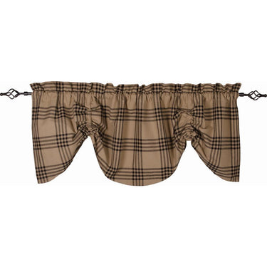 Chesterfield Check Gathered Valance Oat Black Lined VG590023 - The Fox Decor
